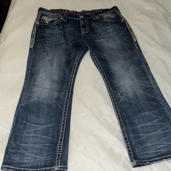 Rock Revival Blue Relaxed Jeans with Distressed Look